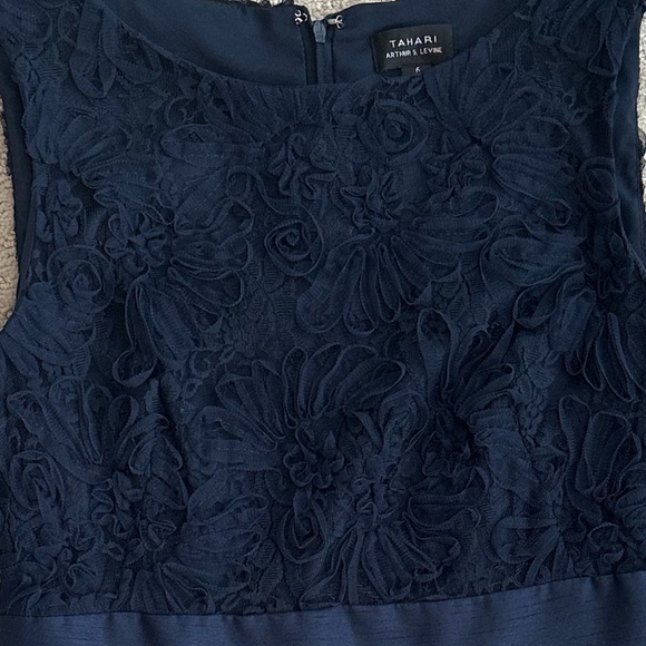 Tahari ASL Sleeveless Sheath Cocktail Dress Navy Blue 6 NWT Feminine Cocktail - Picture 4 of 15